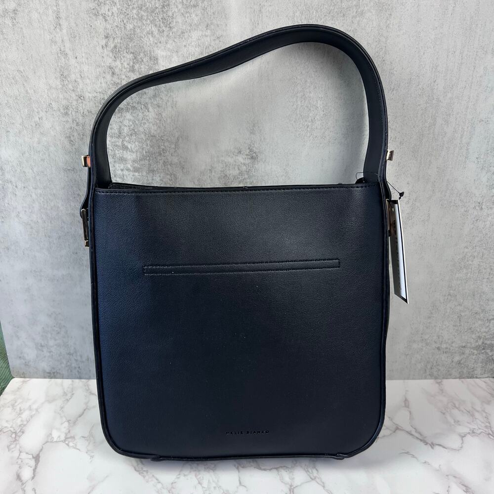 Melie Bianco Emery Black Vegan Leather Shoulder Bag NWT PETA Approved - Picture 2 of 9
